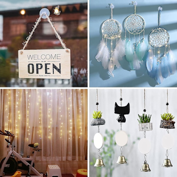 Förpackning med 100 sugproppar för fönster, 20 mm krokar med sugpropp, transparenta sugproppar i plast