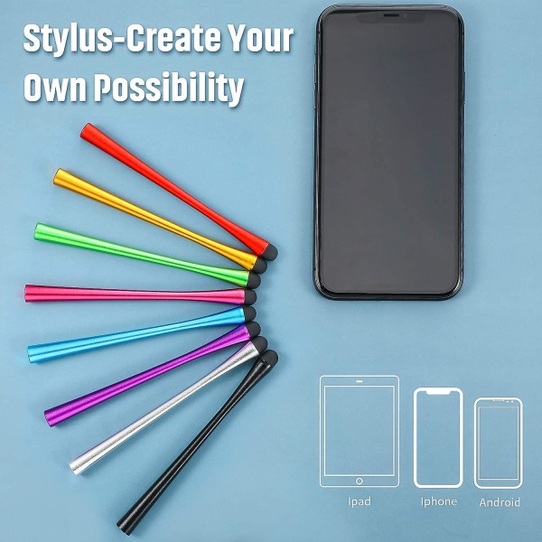 8 delar smal midja stylus med 8 mm fiberspetsar stylus pennor Kapacitiv penna för pekskärmar Enheter som är kompatibla med Iphone, Ipad, surfplatta (8 färger