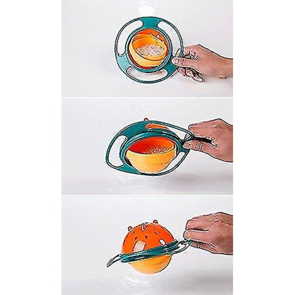 Set om 3: Magic Bowl 360 Graders Rotation Spill-Resistant Gyro Bowl med Lock för Småbarn Barn Röd+blå+grön