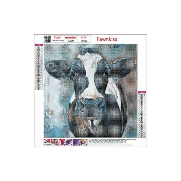 Animals Cow 5D Diamond Painting Kit för barn, DIY Full Rhinestone Diamond Painting Stor storlek Diamond Art för vuxen/hem/dekor/jul (30x30 cm)