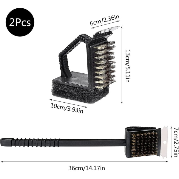 Grillborste, 2 st grillborste grillborste 3 i 1 grillborste med inbyggd stålskrapa, enklare och effektivare