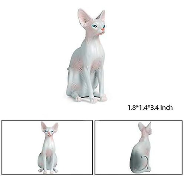 2-pack Sphynx Cat Figurine Resin Hårlös Cat Model Sphynx Hairless Cat Staty för heminredning, grå och rosa
