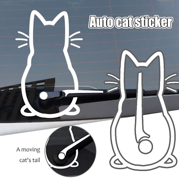 Leende katt bilsticker, reflekterande katt bakre fönster torkarbilsticker