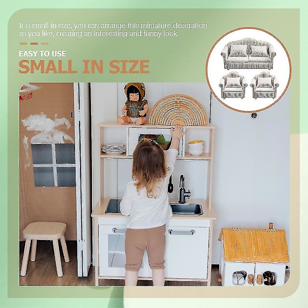 3 st Soffa Miniatyr Soffa Modell Dockhus Möbel Soffa Miniatyr Soffa Modell Miniatyr Soffa Kudde luolv