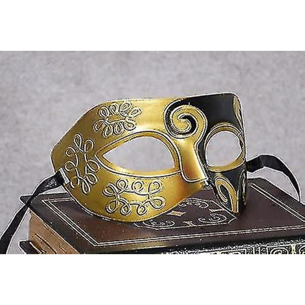 Romersk Gresk Menn Venetianske Masker Maskerade Maske Halloween Kostyme Ballfest Dekorasjonstilbehør (gull+svart)