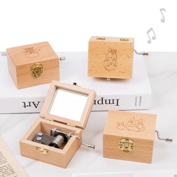 Speldosa, traditionell lasergraverad vintage trästil musiklåda gåvor för födelsedag/valentinsdag/jul/svart fredag ​​(burlywood)