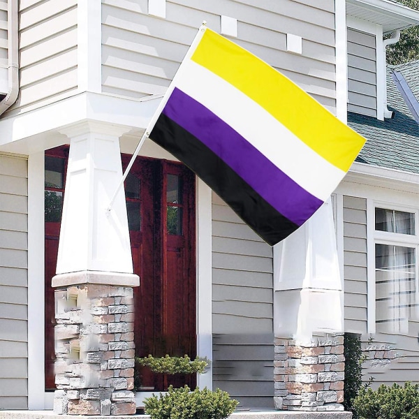 90*150 cm Flag - Levende farver og UV-bestandig - Dobbeltsyet - Kønsidentitetsflag Polyester med messingøjer