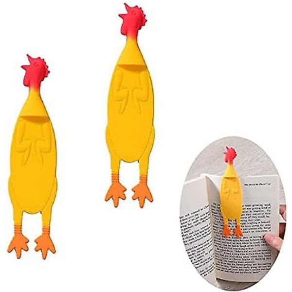 2 st kycklingbokmärken Roliga för barnbokälskare, söta sidmarkörer, coola set, bokmärken med silikonklämmor, unika presentidéer