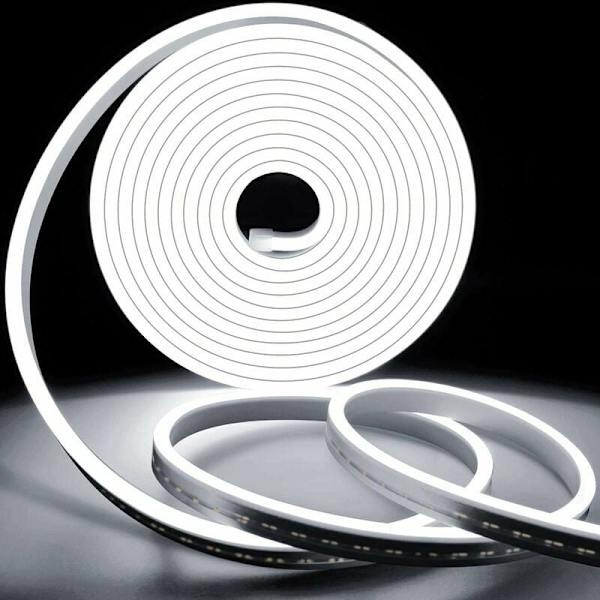 Flexibla LED-remsor i neon, vattentäta LED-remsor i neon, perfekta för inomhusdekoration, 12V-remsa (utan tillbehör) - Vit