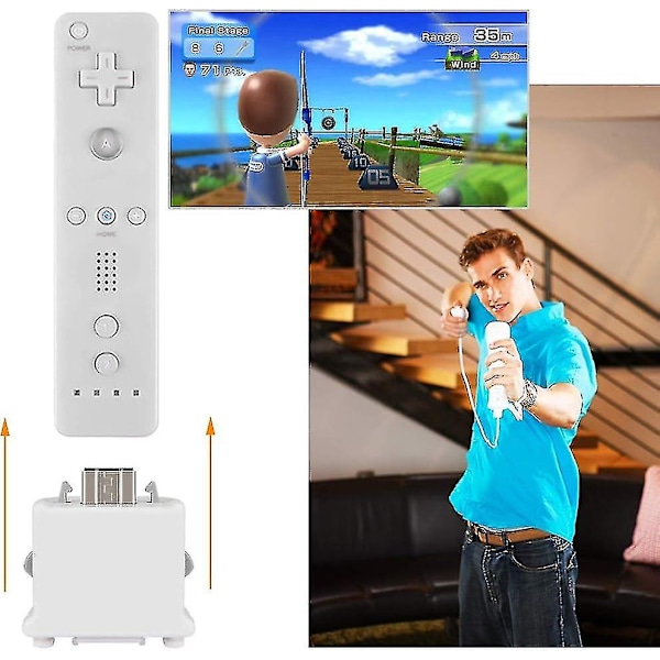 Motion Plus-adapter för Wii-fjärrkontroll, 2,4 GHz-adapter kompatibel med Wii Motion Plus (vit)