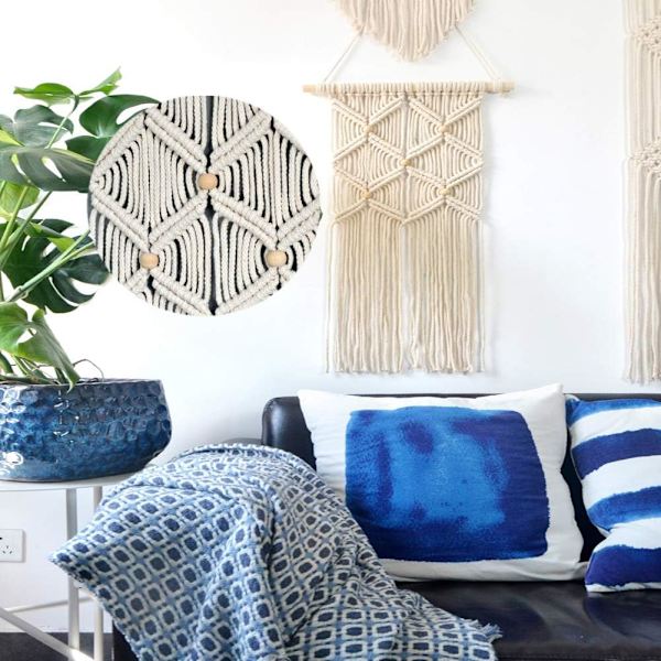 3mm luonnonpuuvillaköysi Macrame-makrameelanko puutikut puiset renkaat puinen