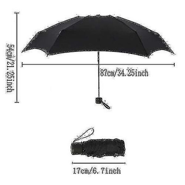 Lille Fashion Mini Lomme Foldbar Anti-uv Vandtæt Paraply Bedste Gave,sort