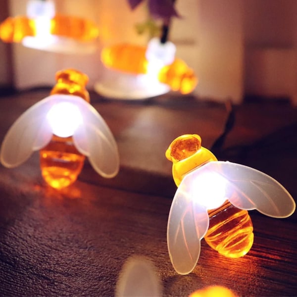 Solar Led Bee Fairy Lights, 40 Led Varme Hvite Utendørs Vanntette Fairy Lights Dekorative For Hage