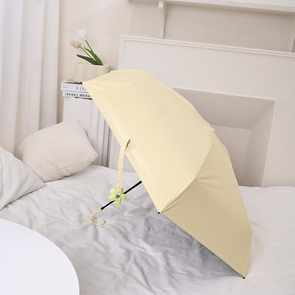 Mini 5 Fold Solbeskyttelse Paraply Kvinder Piger Rejse Paraply med Blomsterknap Udendørs Rejse Sol Paraply Anti-ultraviolet