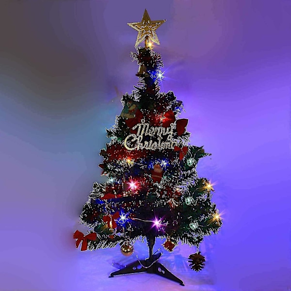 20\"/50cm Bordplate Juletre, Kunstig Mini Julegran Med Led Lyslenke & Pynt (Juletre)