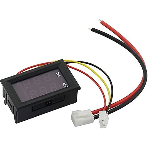 2 stk LED Voltmeter Ammeter, Rød og Blå Detektor Spenning Ammeter Panel Amp Voltmeter, DC 0-100V 10A for Ammeter Ammeter Volt Amp Gauge Panel