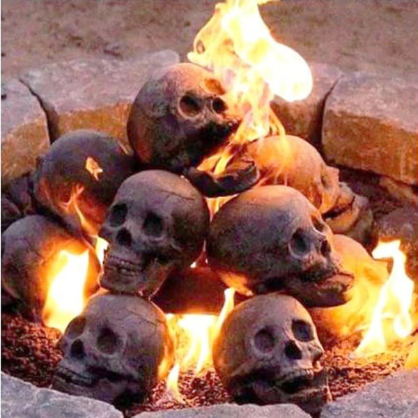 Halloween simulering skelett rekvisita spis grill skräck keramiska ornament dödskalle modell Halloween dekorationer trädgård innergård spis grill,