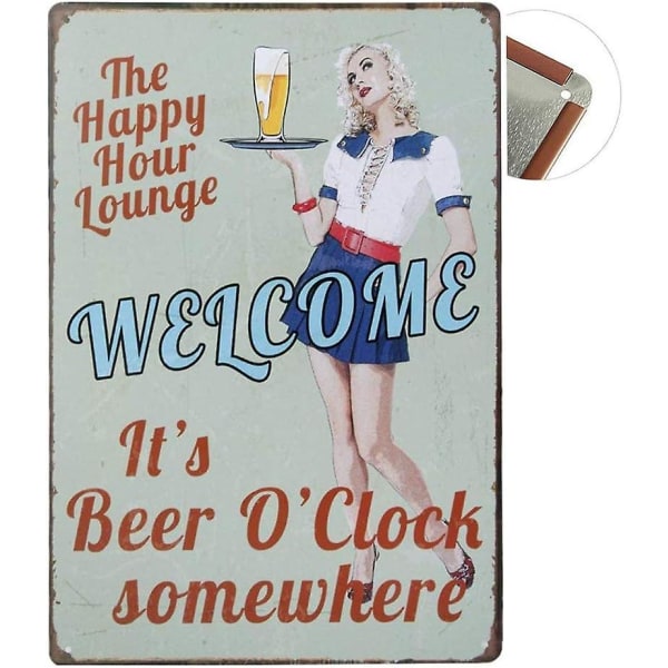 stor 20 X 30 cm farverig vintage blikskilt Metalplakatvæg dekorativ plakette til bar, restaurant, pub, ølserie (velkommen)
