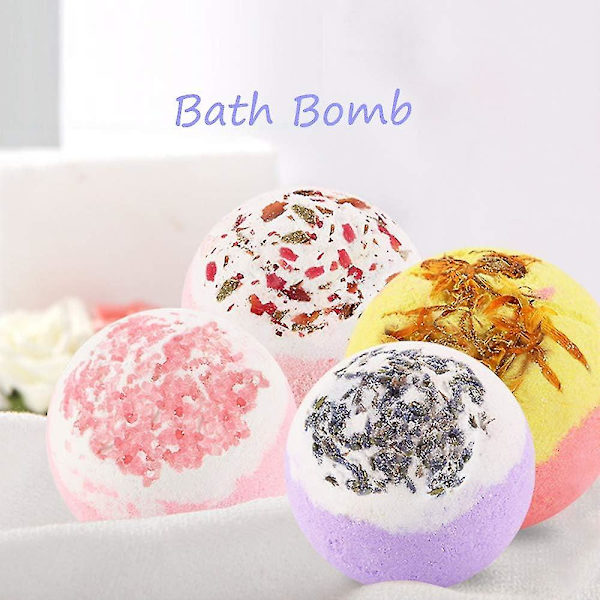 Badbomber, 4-pack presentset med överraskning inuti, naturliga eteriska oljor, perfekt för att återfukta huden & bubbelbad & bubblande spa, julfödelsedag
