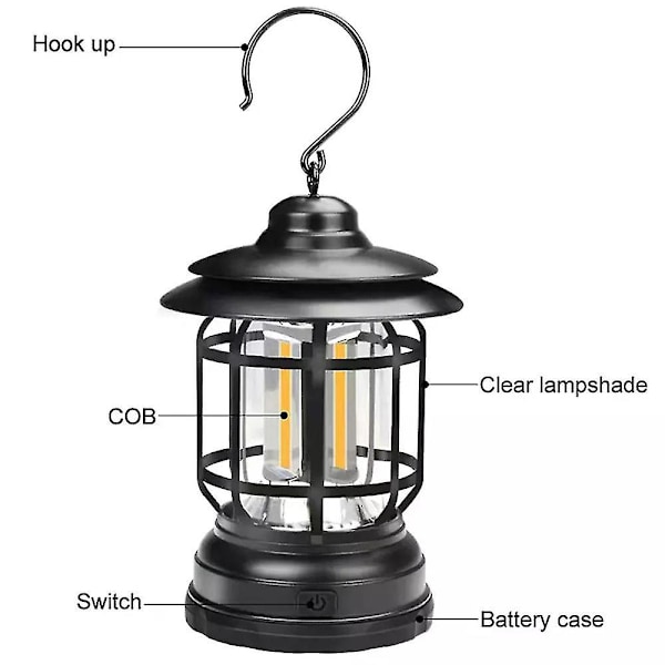 Utomhus Retro Campinglykta Cob Camping Tältlampa Led Nödljus Atmosfärisk Nattlampa (grön)