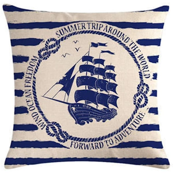 4 st Kuddfodral Segling Navigationskompass Dekorativa Kuddfodral Bomullslinne Kuddfodral 45x45cm