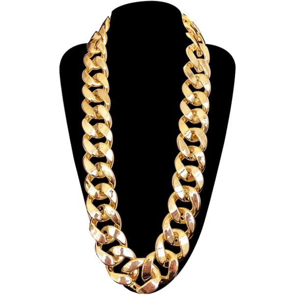 Tjockt halsband för män, rappare Fake Gold Chain 90-tals Hip Hop Fake Gold Halsband Klädtillbehör (50"*3,3 cm)