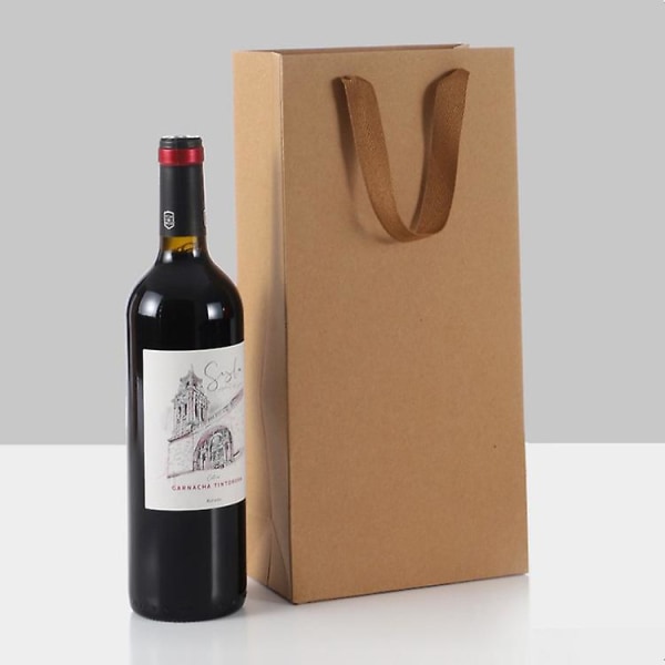 17*35*9 Kraftpapir Vingaveposer, Premium Vingaveposer med Håndtak, 5 Kraftpapir Vingaveposer for Jul, Bryllup, Fest (Brun)