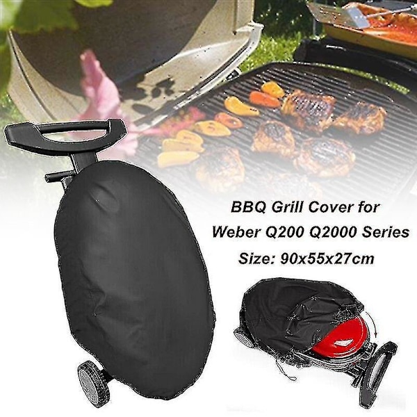 90x55x27cm 210D Oxford stoff vanntett støvtett BBQ grilltrekk for Weber Q200/2000-serien