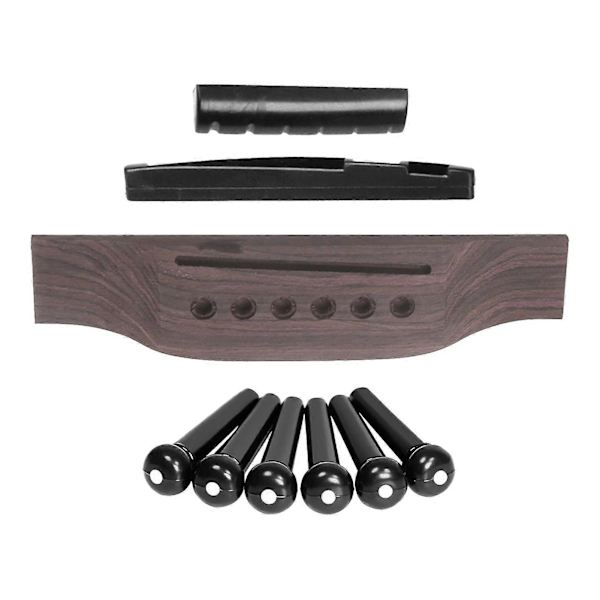 1 Set Gitarrstall Set Fleranvändningsbar Hög Stabilitet Justerbar Akustisk Gitarr Rosewood Stall Sadel Kit för Instrument,A