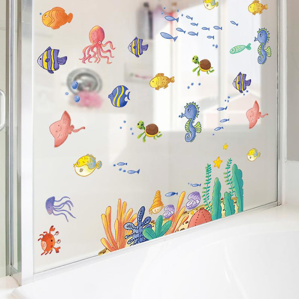 Veggklistremerker til badet Barneklistremerker Grafikkdekorasjon Tegneserie blekksprutspill Barnas læring
