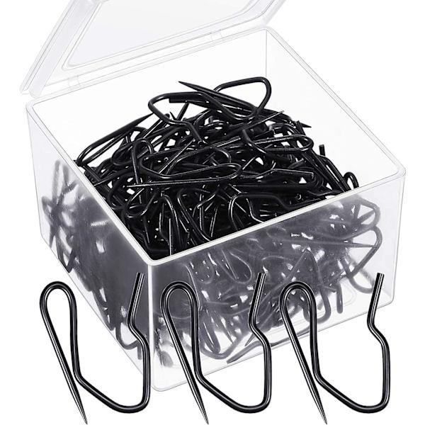Set med 58 metallgardinkrokar, 1,2 x 1 tum nålgardinkrokar för gardiner, dörrgardiner och duschdraperier (svart)