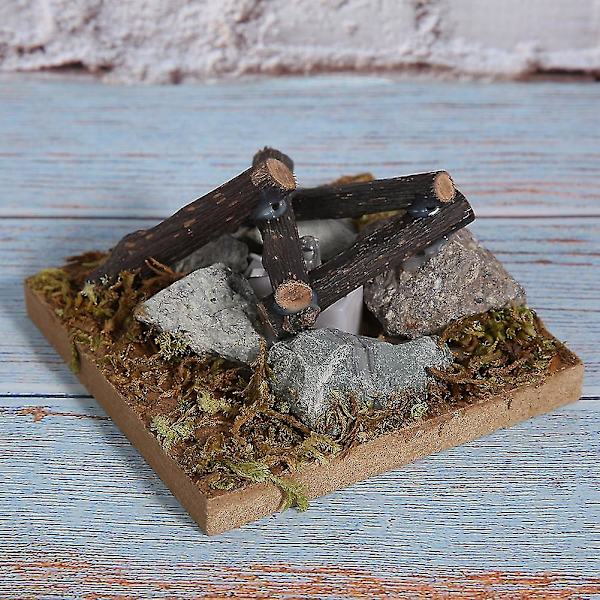 Dockhus Miniatyr Trädgårdsscen Eldstad Träsimulering Eldstad Modell Leksakstillbehör Eldstad