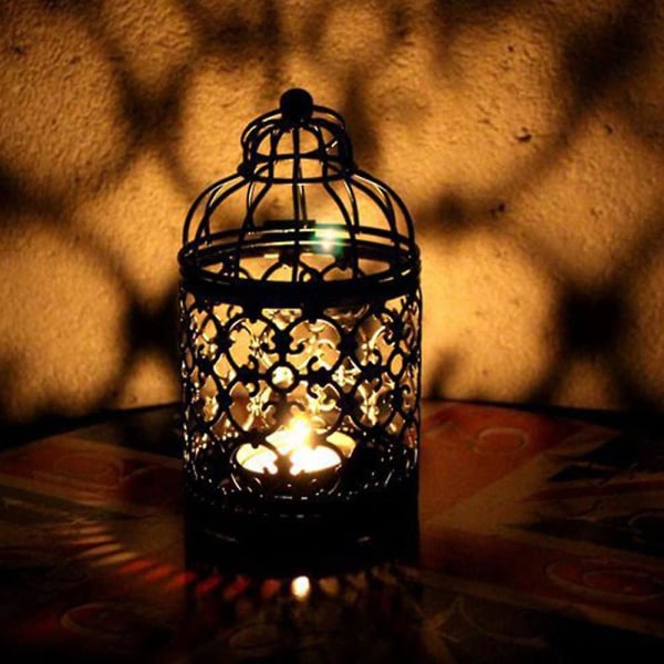 2 stk gennembrudt mønster fuglebur, vintage stearinlys lanterne dekorative lysestager til ophængning eller bordplade boligindretning Tilbehør til bryllupsfest
