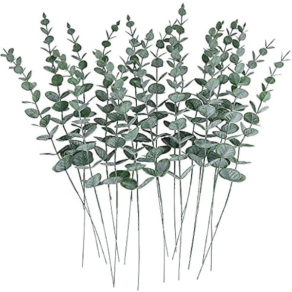 24 stk. Eucalyptus Stængel Dekoration Kunstig Eucalyptus Blade til Bryllup Midterstykke Blomsterdekoration Hjem Indretning