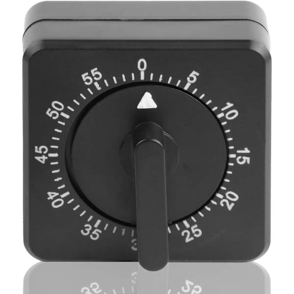 Køkken Timer, Justerbar 60 Minutters Mekanisk Timer til Køkken Hjem Bageværktøj, 1 Time Sort Firkantet Alarm Påmindelse