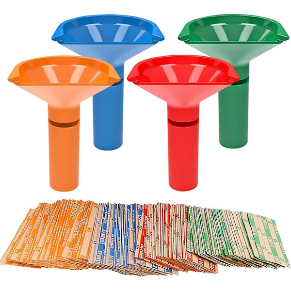 150 Assorterte Flat Stripe Myntomslag & 4 MyntSorteringsrør, Fargekodet, Lett å Laste