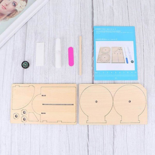 Ekvatorial solurtavla klocka prydnad DIY trä pedagogisk vetenskaplig urtavla 11*8.5*10cm,26g