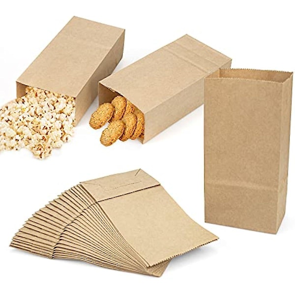 100/300 Pack Mini Kraft Paper Bags 3.5 x 2 x 6.7 inch Durable Brown Paper Snack Bag Small Cookie Party Favor Bags