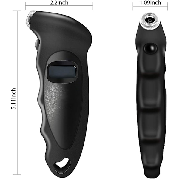 Digital Dæktryk Måler, 150psi 4 Indstillinger Til Biler, Lastbiler Og Cykler, Baggrundsbelyst LCD Og Anti-Skrid Sikkerhedsgreb Til Nem Og Præcis Læsning
