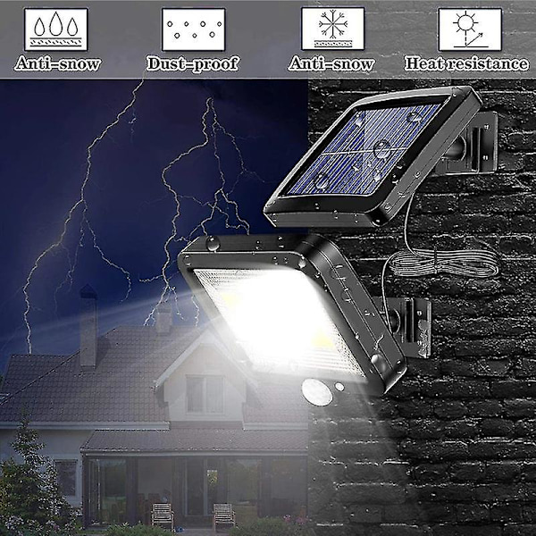 56 LED:n jaettu aurinkoinduktioseinävalaisin IP65 vedenkestävä säädettävä aurinkoenergiainen turvakäyttöinen valokeila