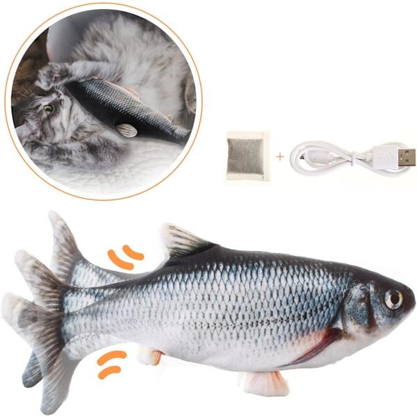 Kattmyntaleksaker, Elektrisk fiskleksak för katt, Kattunge plyschleksak, Interaktiv kattmyntaleksak, USB-laddning