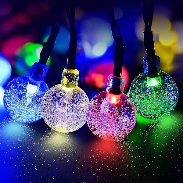 Ulkoilma Solar-valoköynnös, 4,5m 30 Led Kristalli-pallo-tähtivalot 2 Valotilalla Valokoriste Yhteensopiva Jouluun, Puuhun, Puutarhaan, Terassille