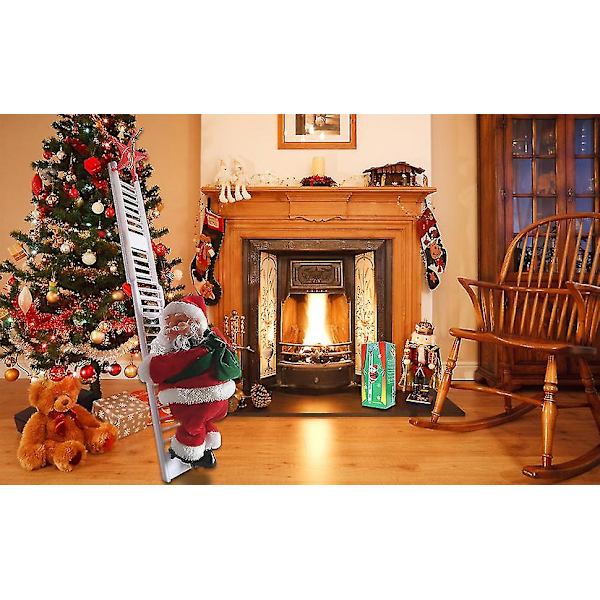 Elektrisk Klättrande Stege Tomte Julfigur Ornament
