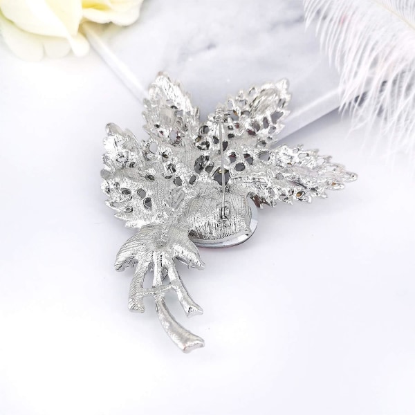 Elegant østrigsk krystal rhinestone bladform buket stor stor broche pin til kvinder og piger