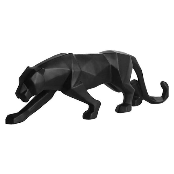 Panter Skulptur Prydnader, Panter Skulptur/Staty Modern Geometrisk Harts Leoparden Prydnader/Konst Hantverk Dekor för Hem Bibliotek Fönster Butik - Svart,