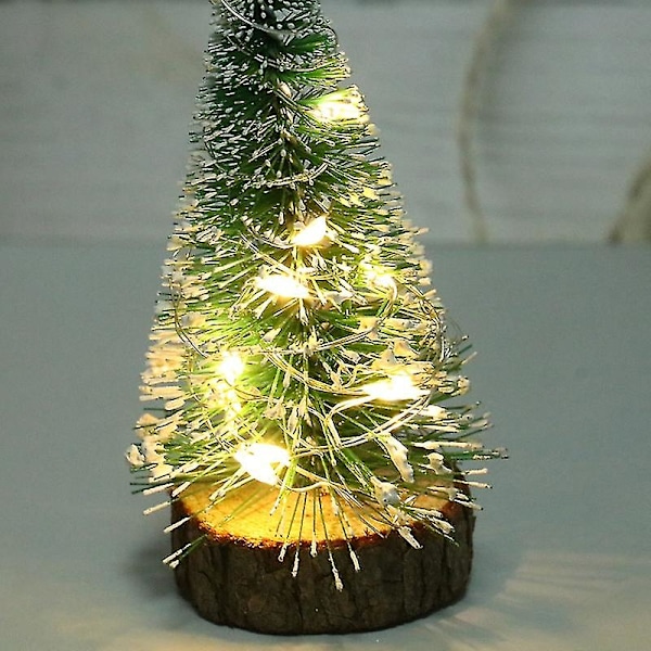 1:12 10cm Dockhus Miniatyr Litet Julgran Tallnål Med Led Ljus För Dockhus Juldekorationer Tillbehör