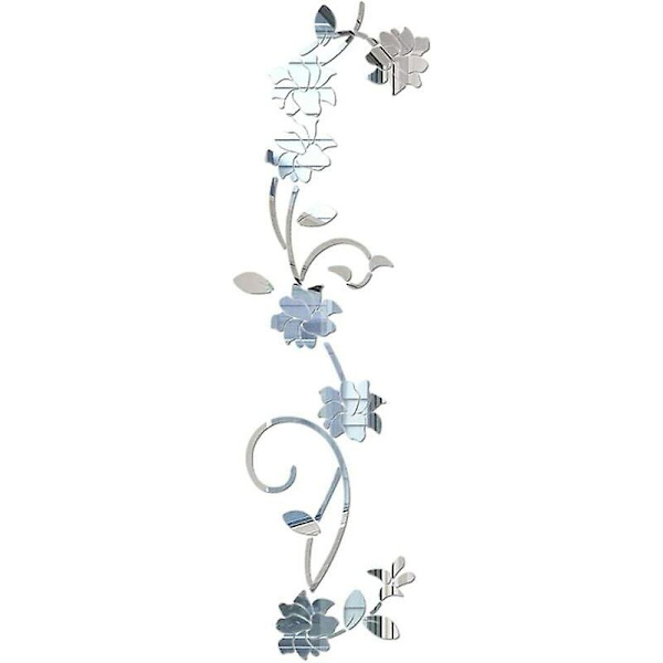 Blomsterranka akrylspegel väggklistermärken, elegant spegelinställning väggklistermärke, klibbig väggspegel väggdekoration för hem vardagsrum sovrumsdekor,