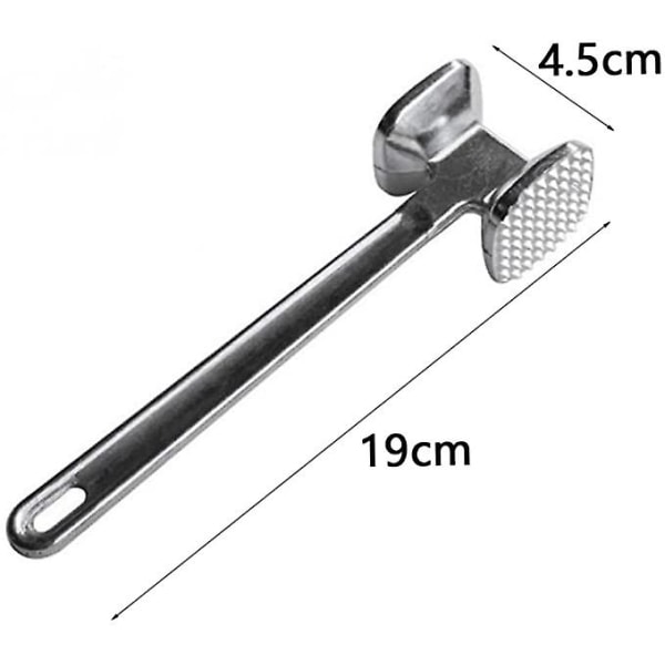 1 stk. Kitchen Craft Metal Kødhammer til Mørning af Kød - Hammer til Mørning af Steak, Kylling, Fisk og Svinekød - 19 cm (7,8\") - Husholdningsartikler