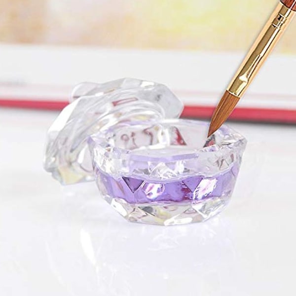 Klar Nail Art Akryl Pulver Flydende Glas Krystal Cup Glasvarer med låg til Nail Art Negleplejeværktøj