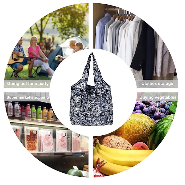 2-pack hopfällbar shoppingväska återanvändbar eko-påsar för grönsaker livsmedelspaket dam shopper väska stora handväskor tote väskor ficka påse